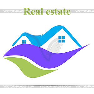 Недвижимость логотип недвижимости с тенью - векторное изображение