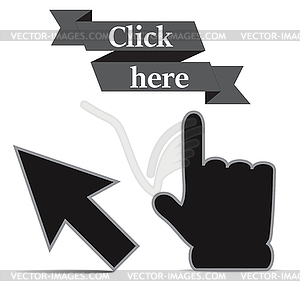 Click icons hand and arrow origami - vector EPS clipart