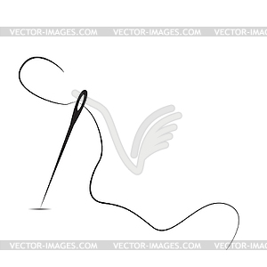 Needle and thread and shadow - vector clip art