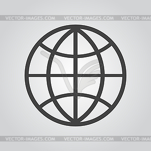 Globe icon flat, on gray background - vector image