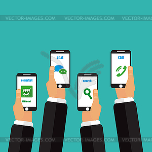 Concept of Mobile on turquoise background - vector EPS clipart