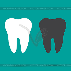 Комплект из двух зубов на бирюзовом фоне - клипарт в векторе