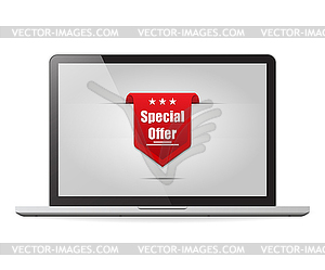 Special offer on laptop - vector clip art