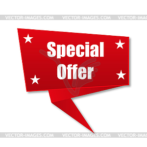 Label origami special offer red color - vector clipart / vector image