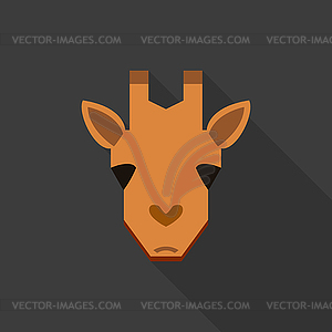 Giraffe face flat style icon logo - vector image