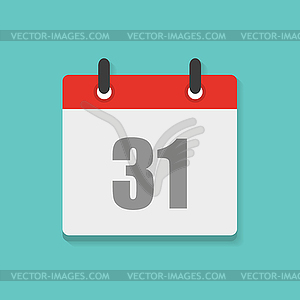 Calendar icon with date 31th in flat style - vector image