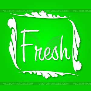 Fresh word lettering on green background - vector clipart