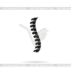 Spine diagnostics symbol with shadow - vector clipart