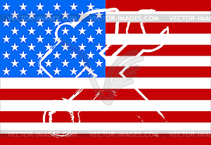 American flag with hammer and key - vector image