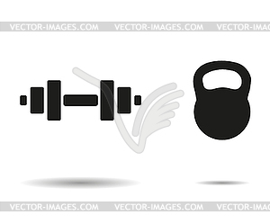 Dumbbell icon weight with shadow - vector clipart