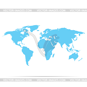 World map with shadow - vector image