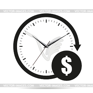 Time is money icon with shadow - vector image