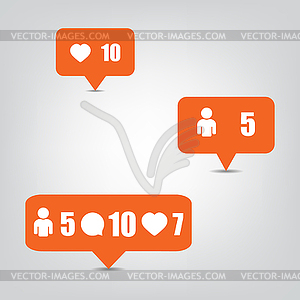 Grey background follower icons with shadow - vector image