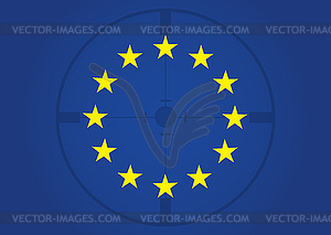 Flag of Europe Sight . under gun - royalty-free vector clipart