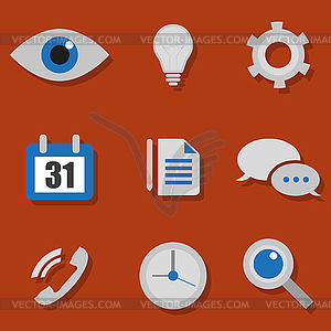Technology Icons on an orange background with shadow - vector clipart