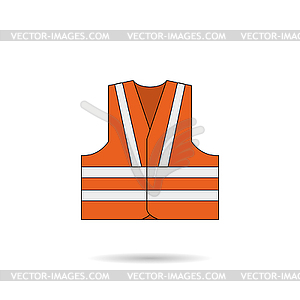 Safety vest icon orange with shadow - vector image
