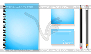 Mock up set with notebook,brochure - vector clip art