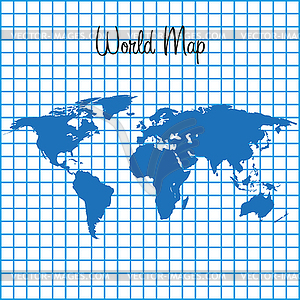 Map of land in background checkered blue - vector clip art