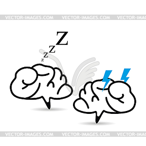 Battle of brains one second to sleep angry with - vector clip art