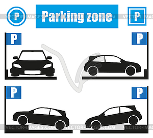 Variety parking zone with signs P stylish - color vector clipart
