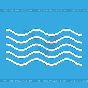 Wave outline linear symbol flat style on blue - vector clipart