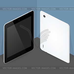 Tablet computer front back side isometric style flat - vector clipart