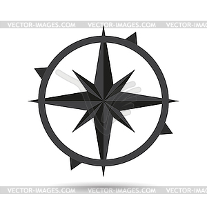 Icon compass flat style design with shadow - vector image