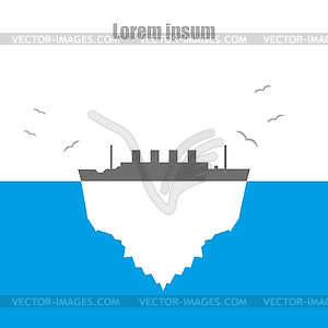 Айсберг с парохода плоский стиль морских птиц - векторное изображение EPS