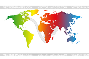 Color earth map with shadow colorful - vector image