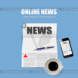 Lunch, news online newspaper in style - vector clip art