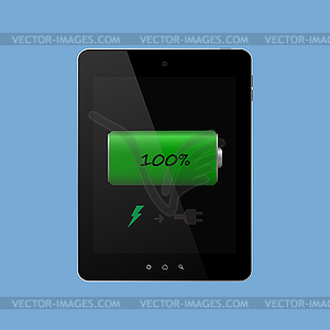 Tablet needs to connect charge charged - vector image