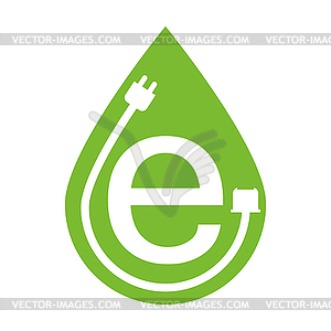 E logo eco green color flat style white background - vector image