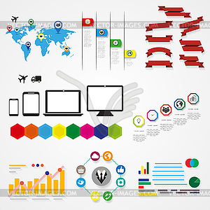 Different elements of infographics in colorful - vector clipart / vector image