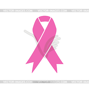 Pink ribbon with shadow breast cancer white - vector clipart