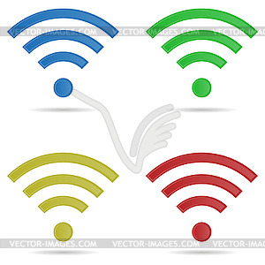 Wifi icons in flat style with shadows white - royalty-free vector clipart