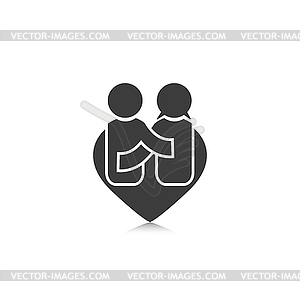 People happiness symbol in shape heart men and wome - vector image