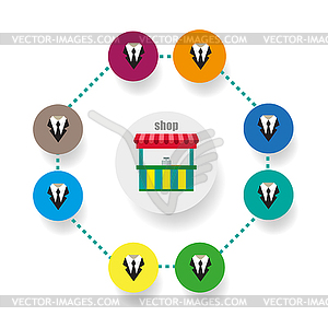 Shop Company Businessmen Network icon flat - vector clipart