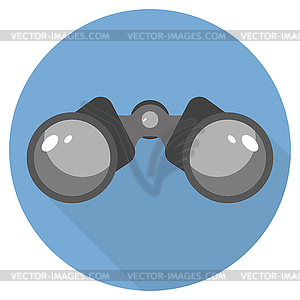 Binoculars Icon Flat design long shadow blue circle - royalty-free vector image