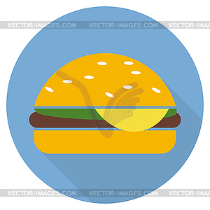 Hamburger icon in flat style long shadow - vector image