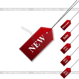 Set tags sale red color with shadow stylish - vector image