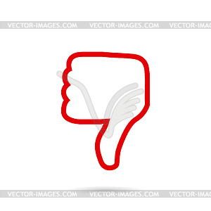 Thumb down flat style with shadow - vector image