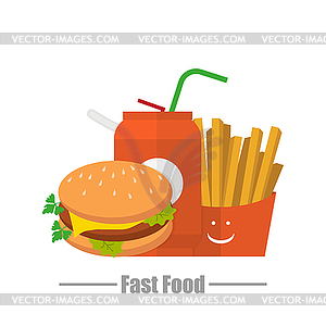 Hamburger water fries fast food logo - vector clipart