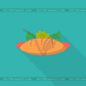 Loaf with long shadow in flat style - vector clip art