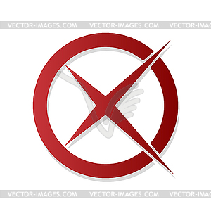 Стоп знак крест значок в круг с тенью - векторный эскиз