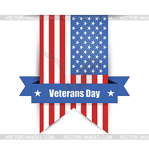 Hanging ribbon on day of America`s veterans - vector image