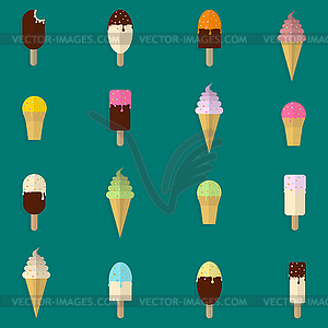 Set of variety ice cream with shadow - vector clip art