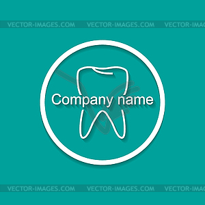 Logo dental clinic with shadow on turquoise - vector clipart