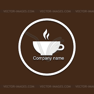 Logo cup of hot drink with shadow - vector image