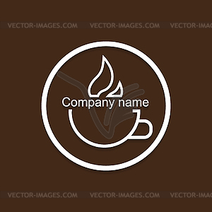 Logo cup of hot drink with shadow - vector image