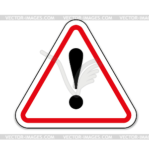 Danger sign with shadow triangle red - vector EPS clipart